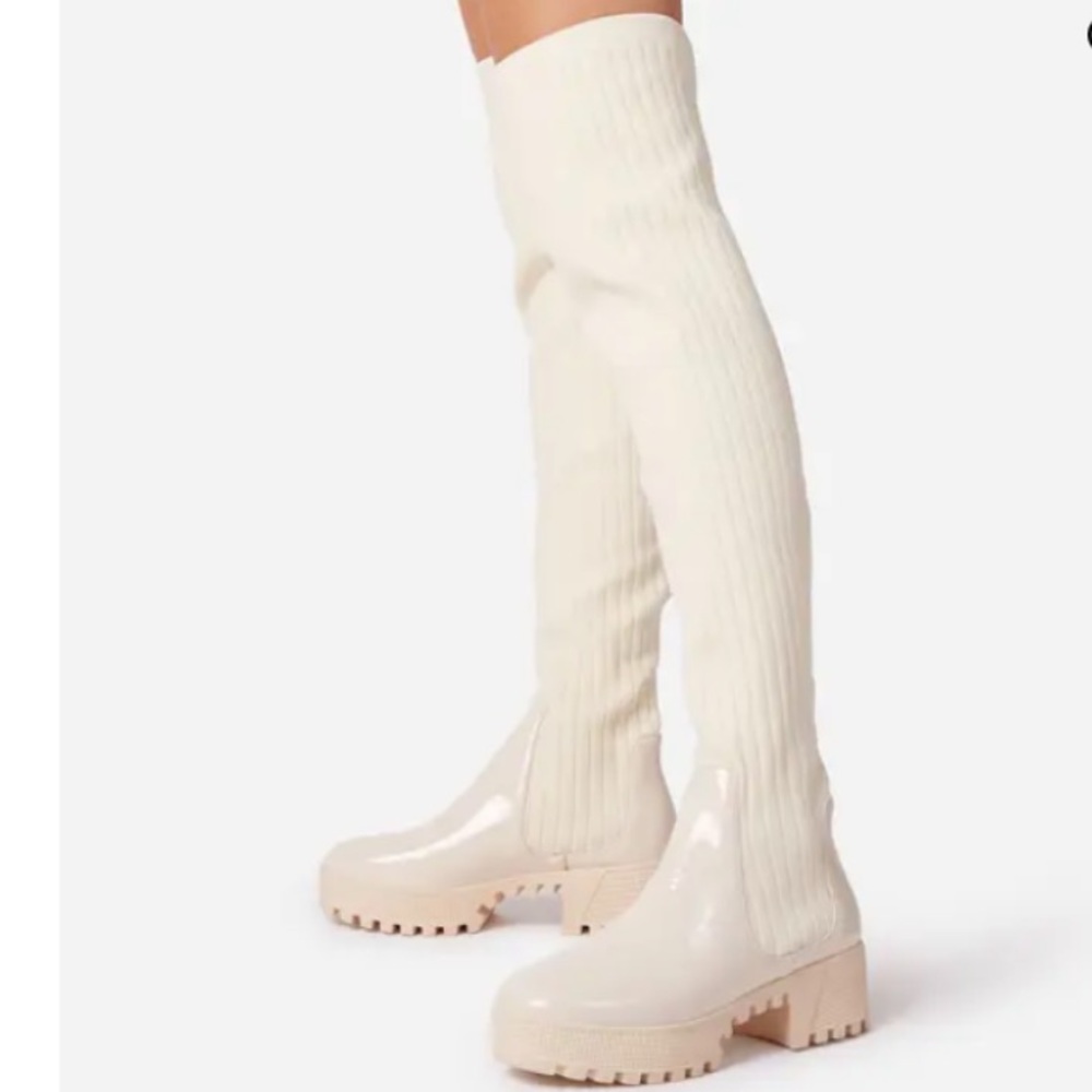 Ego Colorado Knitted Over The Knee Long Socks Boot Faux Leather
